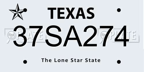 37SA274 Texas License Plate