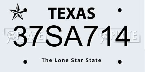 37SA714 Texas License Plate