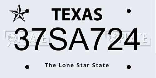 37SA724 Texas License Plate