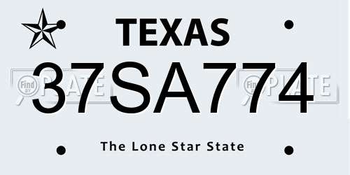 37SA774 Texas License Plate
