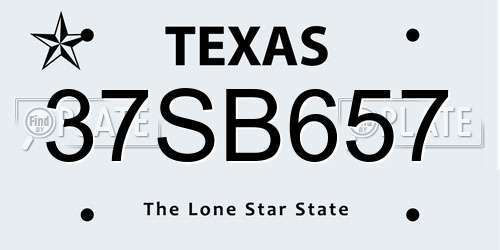 37SB657 Texas License Plate