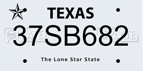 37SB682 Texas License Plate
