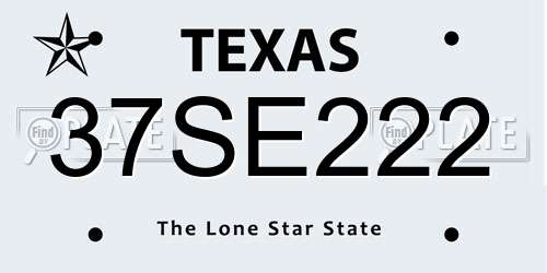 37SE222 Texas License Plate