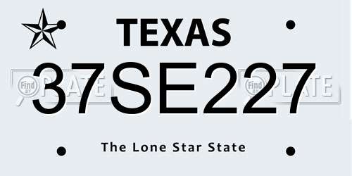 37SE227 Texas License Plate