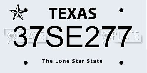 37SE277 Texas License Plate