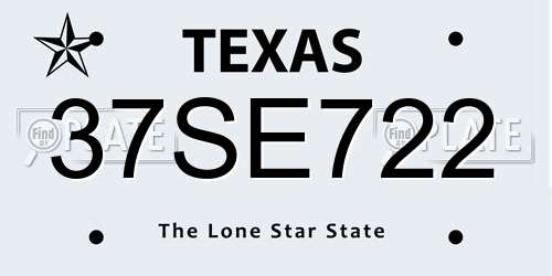 37SE722 Texas License Plate