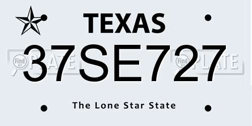 37SE727 Texas License Plate