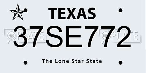 37SE772 Texas License Plate