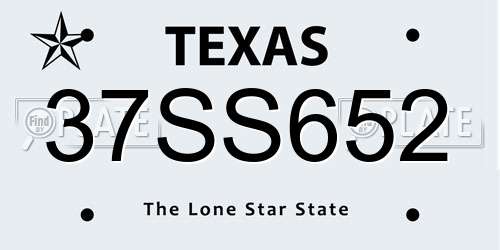 37SS652 Texas License Plate