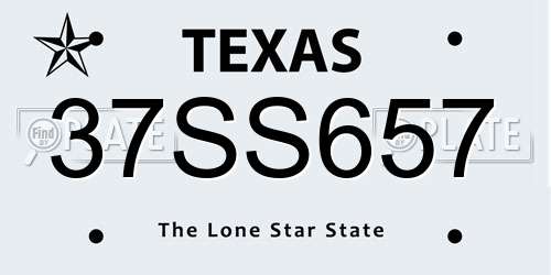 37SS657 Texas License Plate