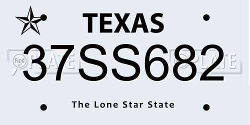 37SS682 Texas License Plate
