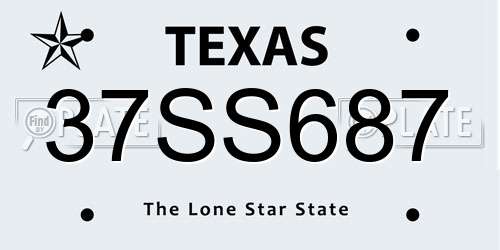 37SS687 Texas License Plate