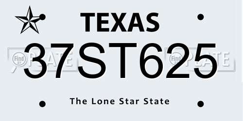 37ST625 Texas License Plate
