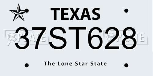 37ST628 Texas License Plate