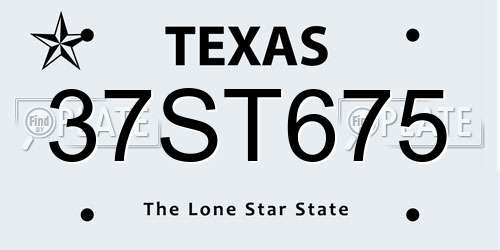 37ST675 Texas License Plate