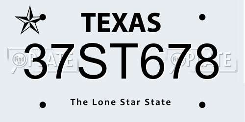 37ST678 Texas License Plate