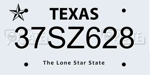 37SZ628 Texas License Plate