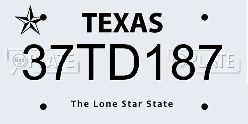 37TD187 Texas License Plate