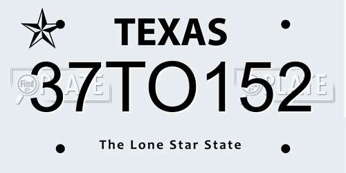 37TO152 Texas License Plate