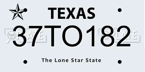 37TO182 Texas License Plate