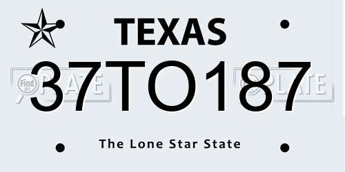 37TO187 Texas License Plate