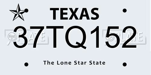 37TQ152 Texas License Plate
