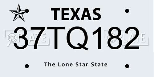 37TQ182 Texas License Plate