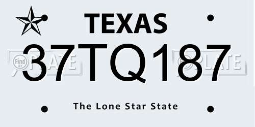 37TQ187 Texas License Plate