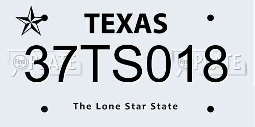 37TS018 Texas License Plate
