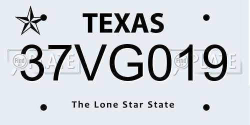 37VG019 Texas License Plate