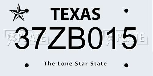 37ZB015 Texas License Plate