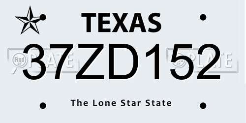 37ZD152 Texas License Plate