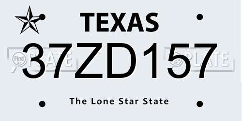 37ZD157 Texas License Plate