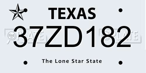 37ZD182 Texas License Plate