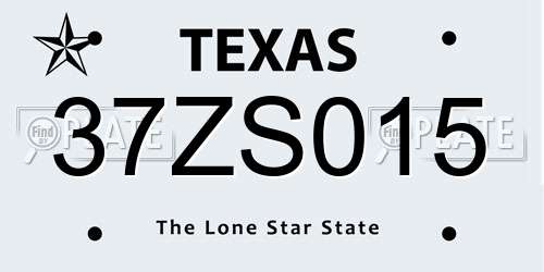 37ZS015 Texas License Plate