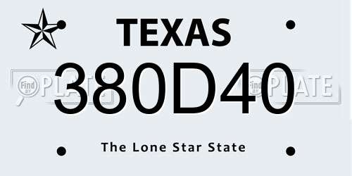 380D40 Texas License Plate