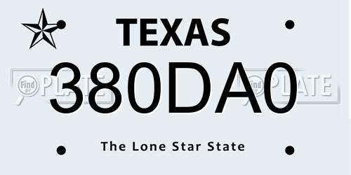 380DA0 Texas License Plate