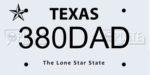380DAD Texas License Plate