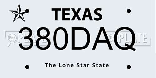 380DAQ Texas License Plate