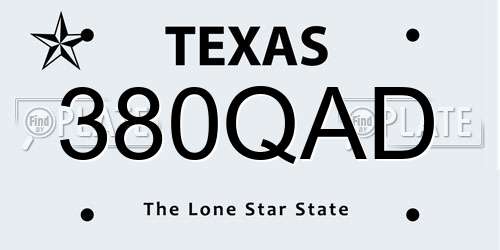380QAD Texas License Plate