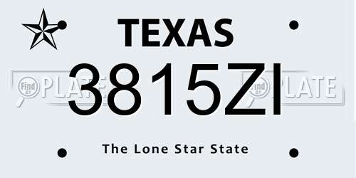 3815ZI Texas License Plate