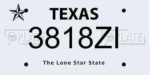 3818ZI Texas License Plate