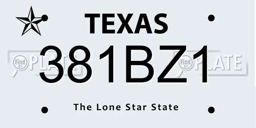 381BZ1 Texas License Plate