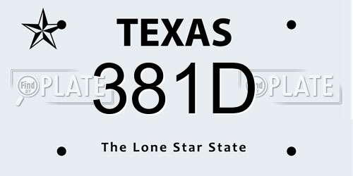 381D Texas License Plate