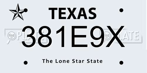 381E9X Texas License Plate