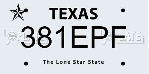 381EPF Texas License Plate