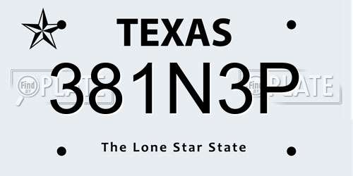 381N3P Texas License Plate
