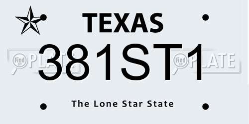 381ST1 Texas License Plate