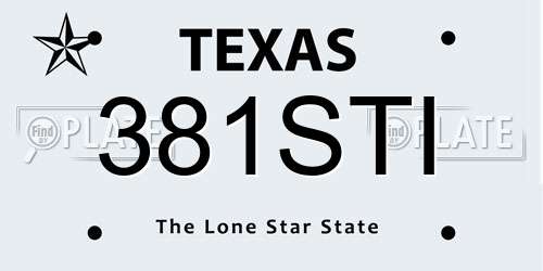 381STI Texas License Plate