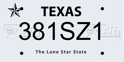 381SZ1 Texas License Plate